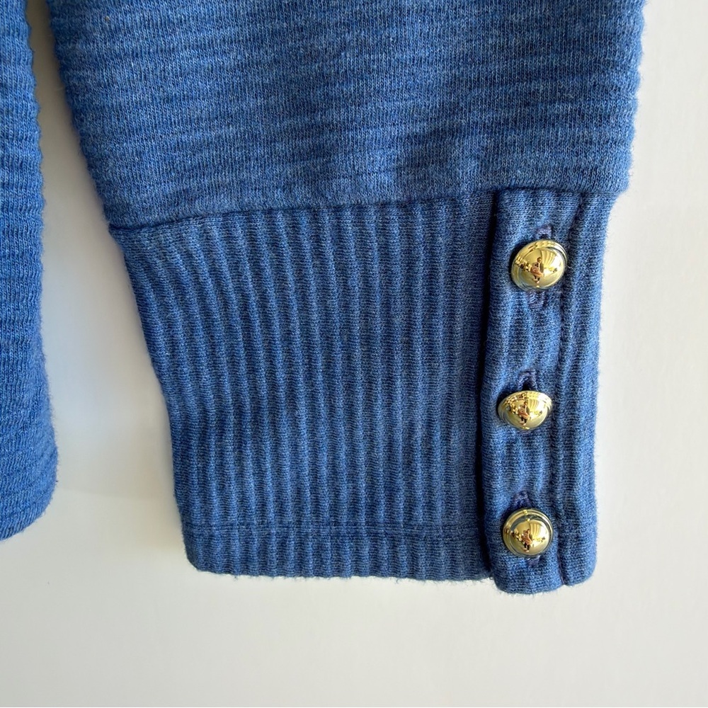 Talbots Ribbed Polo V-Neck Sweater Small Cornflower Blue Cotton Preppy Knit - Picture 11 of 14
